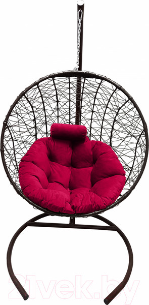 Изображение товара Кресло подвесное Craftmebelby Кокон Круглый стандарт (коричневый/алый)