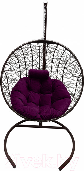 Изображение товара Кресло подвесное Craftmebelby Кокон Круглый стандарт (коричневый/фиолетовый)