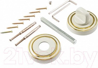 Изображение товара Фиксатор дверной защелки Ренц INBK 16 W/GP (белый/латунь блестящая)