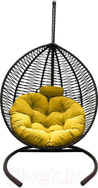 Изображение товара Кресло подвесное Craftmebelby Кокон Капля Зигзаг (черный/желтый)