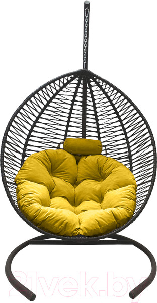 Изображение товара Кресло подвесное Craftmebelby Кокон Капля Зигзаг (графит/желтый)