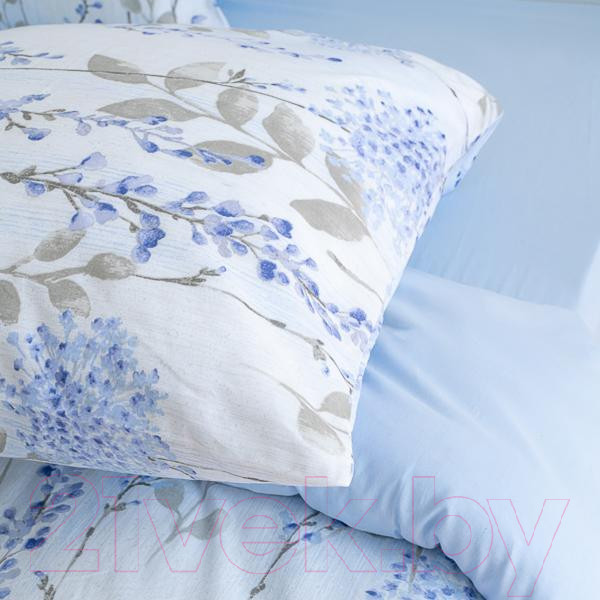 Изображение товара Комплект постельного белья Лен наш Люпины 2.0 сп / 218373 (белый/голубой)