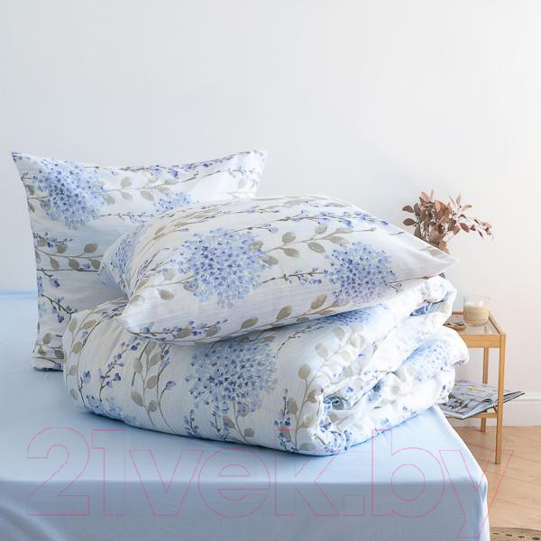 Изображение товара Комплект постельного белья Лен наш Люпины 2.0 сп / 218373 (белый/голубой)