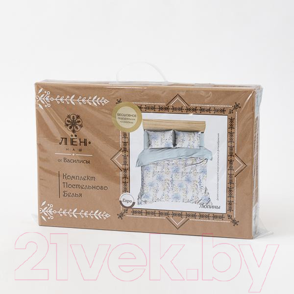 Изображение товара Комплект постельного белья Лен наш Люпины 2.0 сп / 218373 (белый/голубой)