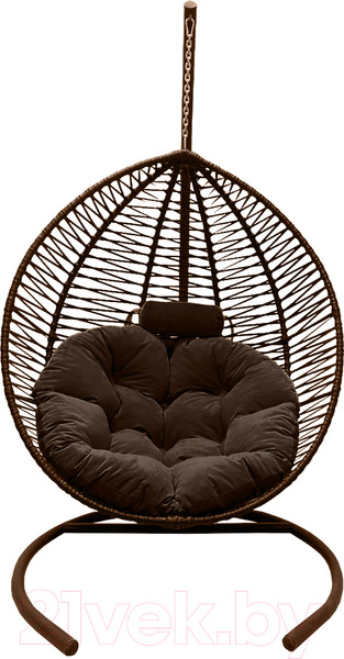 Изображение товара Кресло подвесное Craftmebelby Кокон Капля Зигзаг (коричневый/коричневый)