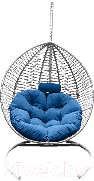 Изображение товара Кресло подвесное Craftmebelby Кокон Капля Зигзаг (белый/голубой)