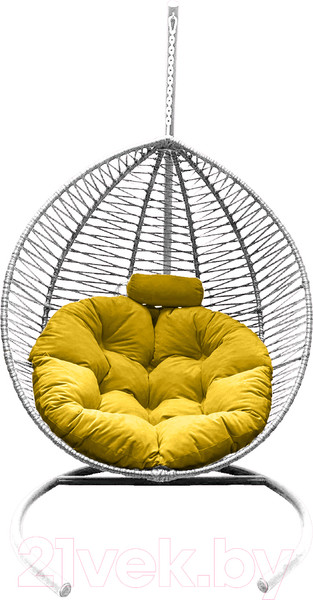 Изображение товара Кресло подвесное Craftmebelby Кокон Капля Зигзаг (белый/желтый)