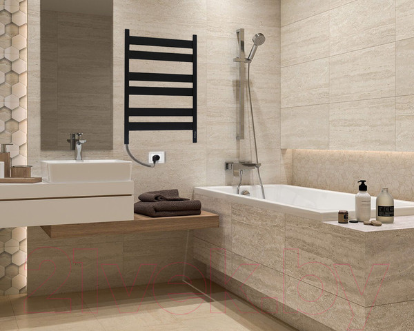 Изображение товара Полотенцесушитель электрический GRANULA Альфа Квадро 50x100 (терморегулятор, черный матовый)