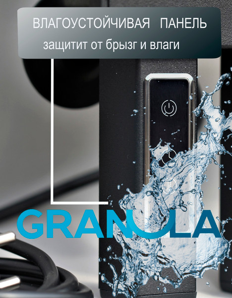 Изображение товара Полотенцесушитель электрический GRANULA Альфа Квадро 50x100 (терморегулятор, черный матовый)