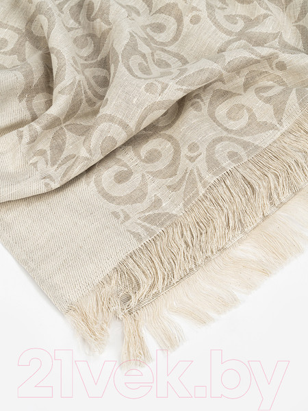 Изображение товара Плед Лен наш Орнамент 215963 (180x220, бежевый)