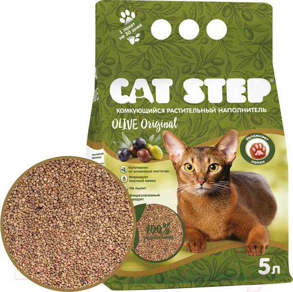 Изображение товара Наполнитель для туалета Cat Step Olive Original / 20333015 (5л/3.75кг)