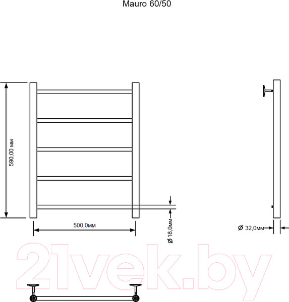 Изображение товара Полотенцесушитель электрический Aquanet Mauro 60x50 / 282002 (правый)