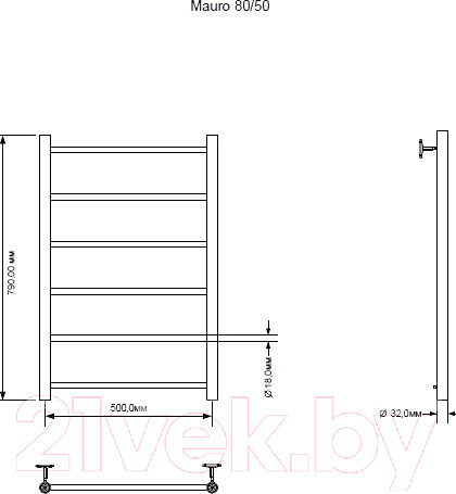 Изображение товара Полотенцесушитель электрический Aquanet Mauro 80x50 / 282003 (правый)