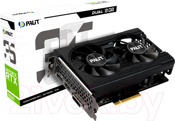 Изображение товара Видеокарта Palit RTX 3050 Dual 8GB (NE63050018P1-1070D)