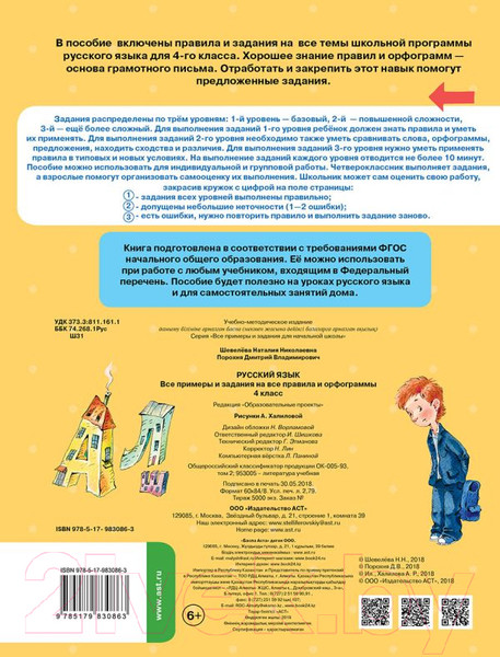 Изображение товара Учебное пособие АСТ Русский язык. Все прим.и задания на все правила и орфограммы.4кл (Шевелева Н., Порохня Д.)