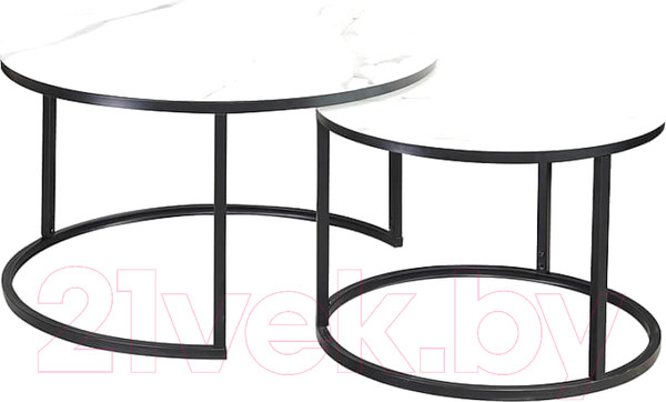 Изображение товара Комплект журнальных столиков Signal Atlanta C (эффект белого мрамора/черный матовый)