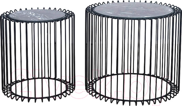 Изображение товара Комплект журнальных столиков Signal Lucca 2 (эффект черного мрамора/черный)