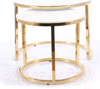 Изображение товара Комплект журнальных столиков Signal Muse II (эффект белого мрамора/золотой)