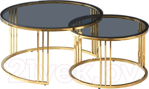 Изображение товара Комплект журнальных столиков Signal Vienna (дымчатый/золотой)