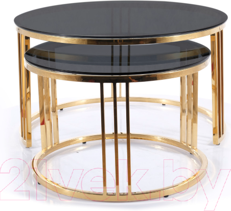 Изображение товара Комплект журнальных столиков Signal Vienna (дымчатый/золотой)