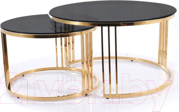 Изображение товара Комплект журнальных столиков Signal Vienna (дымчатый/золотой)