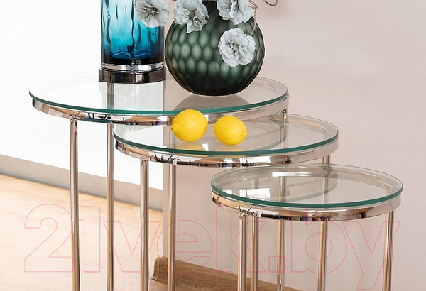 Изображение товара Комплект журнальных столиков Signal Vienna (дымчатый/золотой)