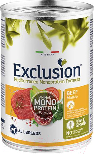 Изображение товара Влажный корм для собак Exclusion Monoprotein Formula All Breeds Beef / NGABA40 (400г)