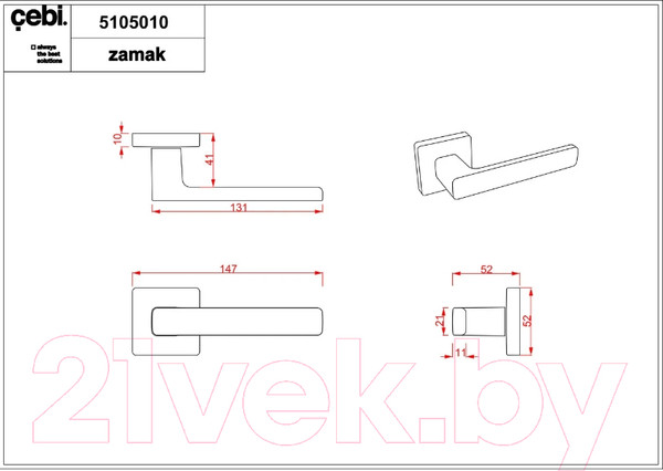 Изображение товара Ручка дверная Cebi Leta SQ МР02 (хром)