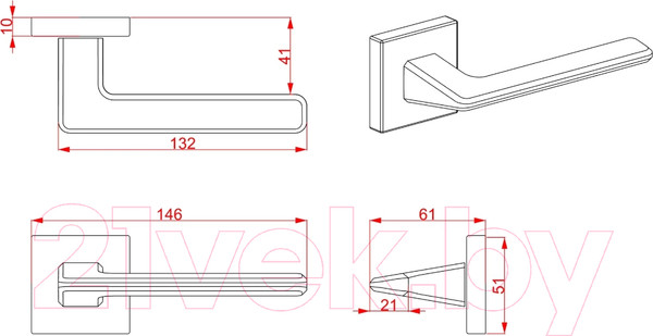Изображение товара Ручка дверная Cebi Vera PC35 (матовое золото полимер)