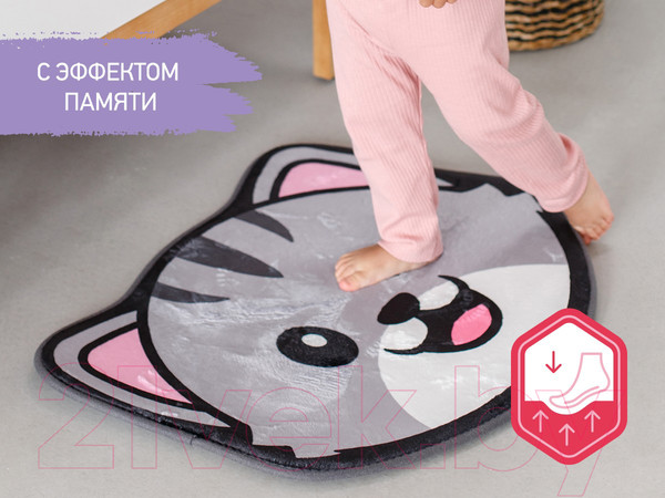 Изображение товара Коврик для ванной Roxy-Kids С эффектом памяти Антискользящий Кот 50x60 / RBMT-003