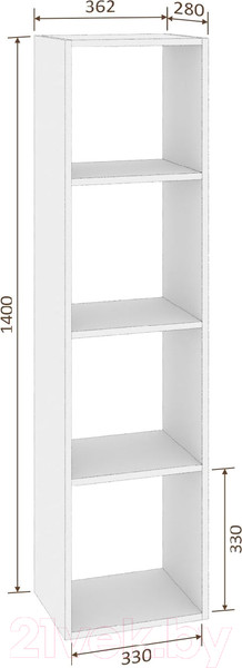 Изображение товара Стеллаж Кортекс-мебель Дельта-4 36x140 (дуб монтерей)