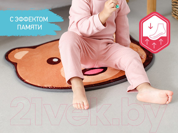 Изображение товара Коврик для ванной Roxy-Kids С эффектом памяти Антискользящий Мишка 50x60 / RBMT-001