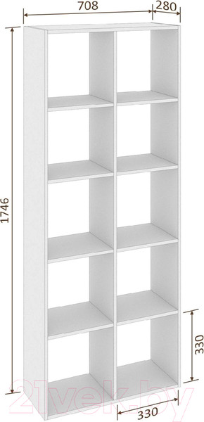 Изображение товара Стеллаж Кортекс-мебель Дельта-10 71x175 (белый)