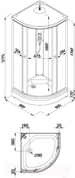 Изображение товара Душевая кабина Maroni Air SR80L-GLS-DN4 / Щ0000051354