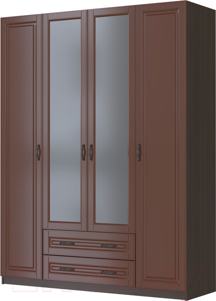 Изображение товара Шкаф Bravo Мебель Кантри ШР-4 (орех шоколадный/лак орех)