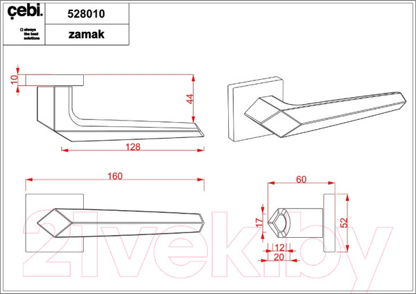 Изображение товара Ручка дверная Cebi Sata SQ МР19 (матовый хром)