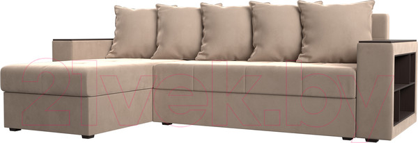 Изображение товара Диван угловой Лига Диванов Дубай лайт левый (велюр бежевый)