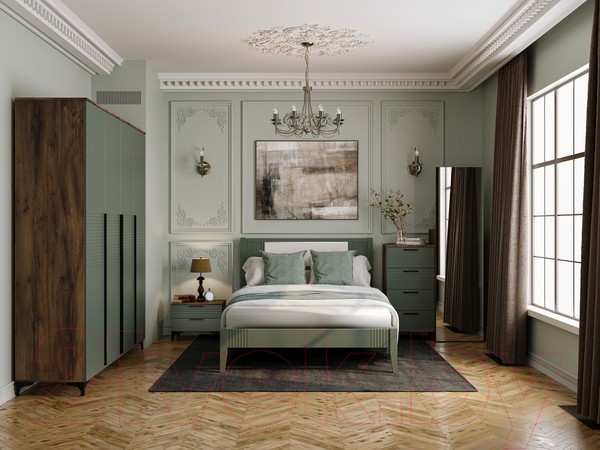 Изображение товара Тумба Bravo Мебель Брента 4 ящика (таксус/лак оливковый)