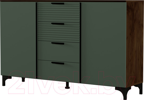 Изображение товара Тумба Bravo Мебель Брента 4 ящика (таксус/лак оливковый)