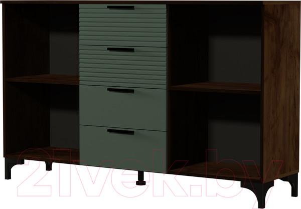 Изображение товара Тумба Bravo Мебель Брента 4 ящика (таксус/лак оливковый)