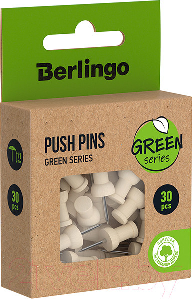 Изображение товара Кнопки канцелярские Berlingo Green Series / PN5030J (30шт)