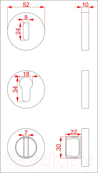 Изображение товара Фиксатор дверной защелки Cebi WC МР19 (матовый хром)