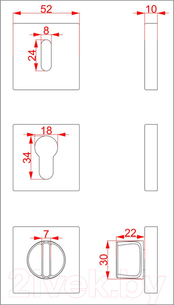 Изображение товара Фиксатор дверной защелки Cebi WC SQ МР24 (черный)