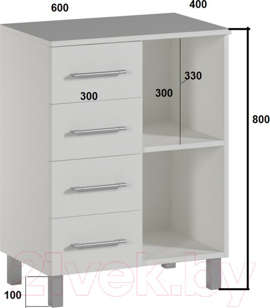 Изображение товара Тумба для ванной Genesis Мебель 60x40x80 (белый)