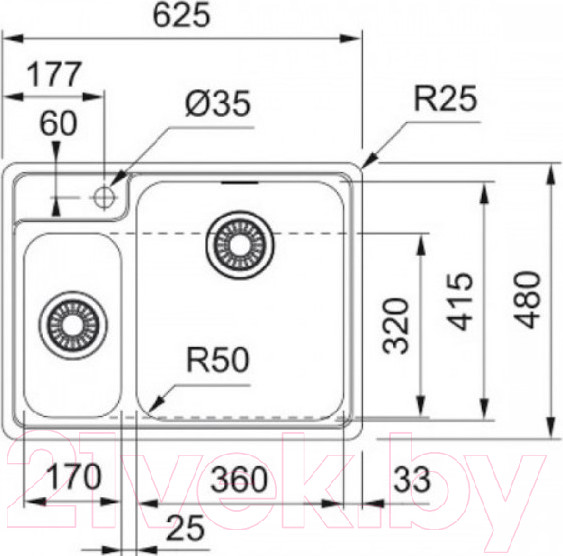 Изображение товара Мойка кухонная Franke ВСX 260 TL (127.0688.780)