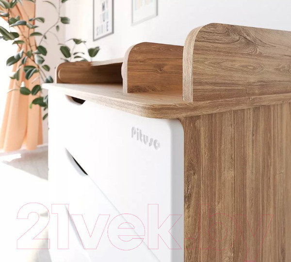 Изображение товара Комод пеленальный Pituso Сириус-2 Wood 804 ПВХ (с шариковыми направляющими, дуб канзас)