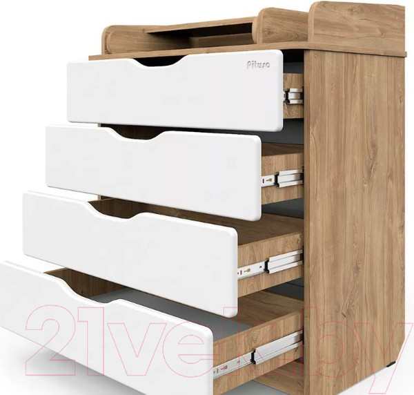 Изображение товара Комод пеленальный Pituso Сириус-2 Wood 804 ПВХ (с шариковыми направляющими, дуб канзас)