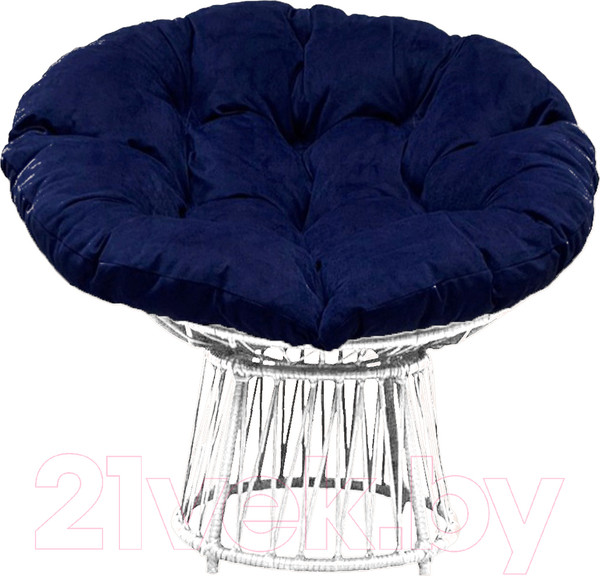 Изображение товара Кресло садовое Craftmebelby Папасан Премиум (белый/синий)