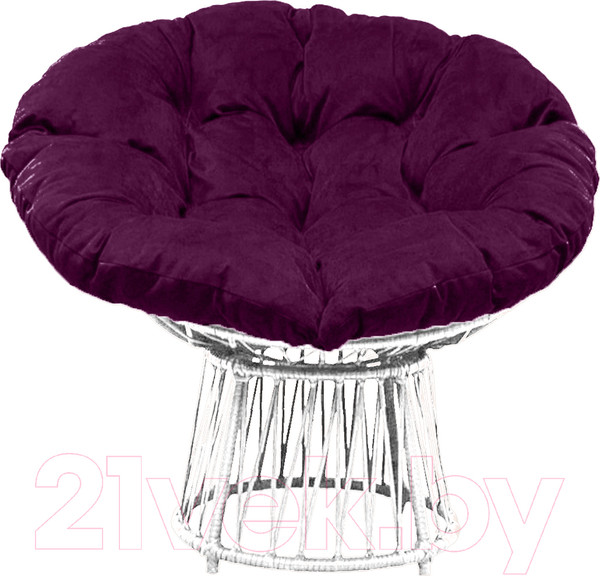 Изображение товара Кресло садовое Craftmebelby Папасан Премиум (белый/фиолетовый)