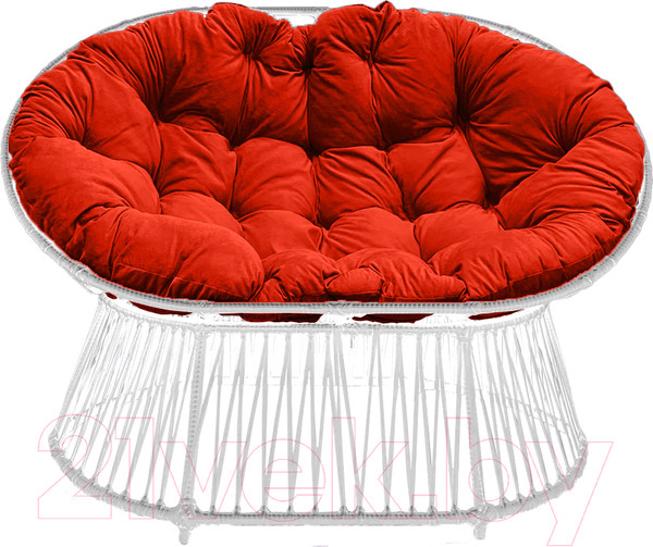 Изображение товара Кресло садовое Craftmebelby Мамасан Премиум (белый/коралловый)